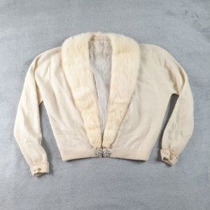 Vintage 50's Cashmere Mink Pearl Dalton Cardigan L